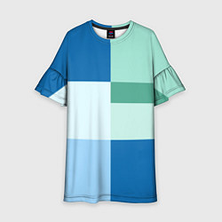 Платье клеш для девочки Мятное небо колор-блок, цвет: 3D-принт