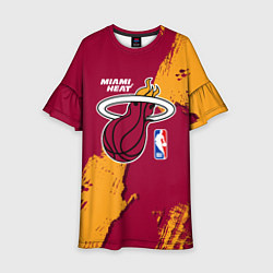 Платье клеш для девочки Майами Хит - разлитая краска, цвет: 3D-принт