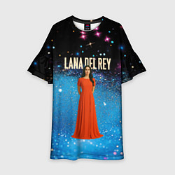 Платье клеш для девочки Lana Del Rey в оранжевом длинном платье, цвет: 3D-принт