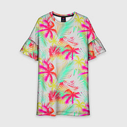 Детское платье Palm yellow pink