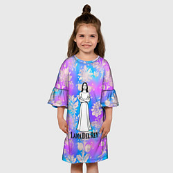 Платье клеш для девочки Lana Del Rey нарисованная черными линиями, цвет: 3D-принт — фото 2