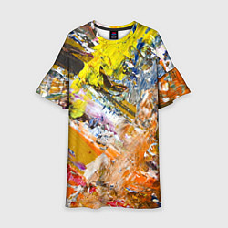 Платье клеш для девочки Живая Абстракция: Поток Цветов и Форм в Постоянном, цвет: 3D-принт