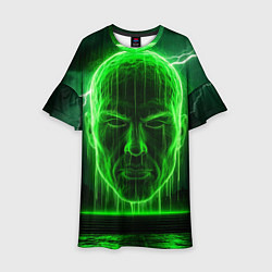 Платье клеш для девочки Неоновая голова, цвет: 3D-принт