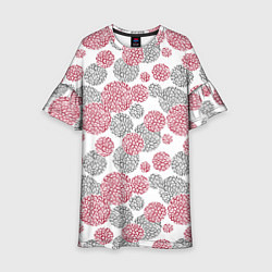 Детское платье Крупный красный серый горох с леопардовой текстуро