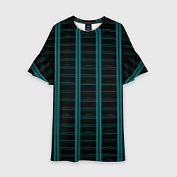 Платье клеш для девочки Color blue dark stripe, цвет: 3D-принт