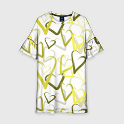 Платье клеш для девочки Зеленые сердца, цвет: 3D-принт