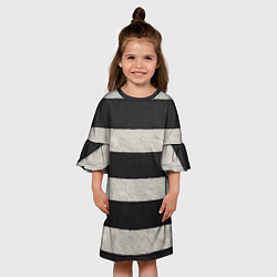 Платье клеш для девочки Текстурные черно-белые полосы, цвет: 3D-принт — фото 2