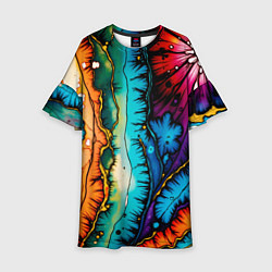 Платье клеш для девочки Разноцветный узор, цвет: 3D-принт