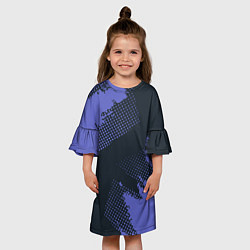 Платье клеш для девочки Абстрактная текстура в синем, цвет: 3D-принт — фото 2