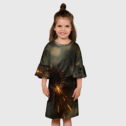 Платье клеш для девочки Следы от пуль на камуфляже, цвет: 3D-принт — фото 2