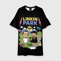 Платье клеш для девочки Линкин Парк мультяшный стиль, цвет: 3D-принт