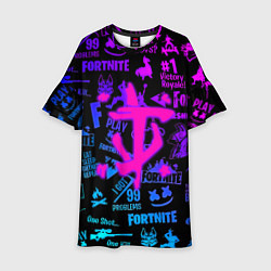 Платье клеш для девочки Fortnite x doom neon logo, цвет: 3D-принт