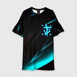 Платье клеш для девочки Doom neon stripes, цвет: 3D-принт