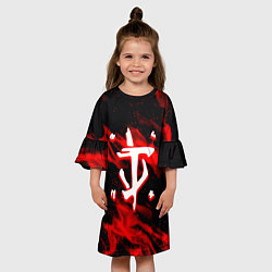 Платье клеш для девочки Doom красный огонь марса, цвет: 3D-принт — фото 2