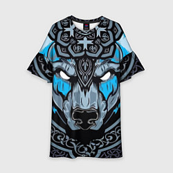 Платье клеш для девочки Медведь воин в кельтском стиле, цвет: 3D-принт