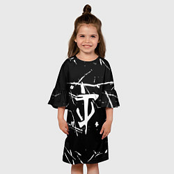 Платье клеш для девочки Doom logo штрихи, цвет: 3D-принт — фото 2