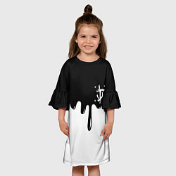 Платье клеш для девочки Doom logo жидкие краски, цвет: 3D-принт — фото 2