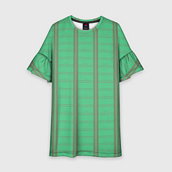 Детское платье Color green cage brown stripes