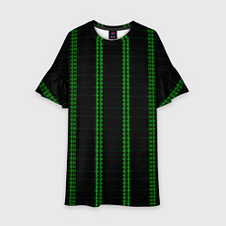 Детское платье Color black cage green stripes