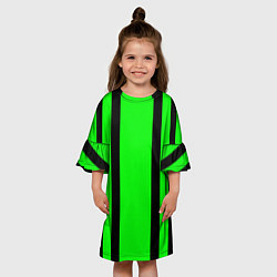 Платье клеш для девочки Color black and green stripes, цвет: 3D-принт — фото 2
