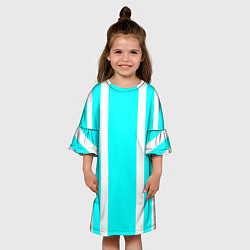 Платье клеш для девочки Color blue white stripes, цвет: 3D-принт — фото 2