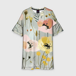 Платье клеш для девочки Цветы и цветочки, цвет: 3D-принт