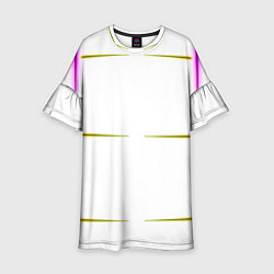 Платье клеш для девочки Color white pink yellow stripes, цвет: 3D-принт