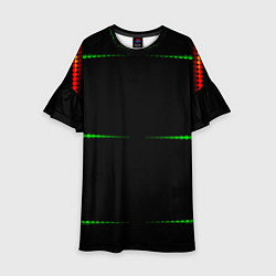 Детское платье Color black green orange stripes
