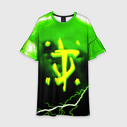 Платье клеш для девочки Doom шторм кислотное лого, цвет: 3D-принт