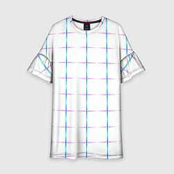 Платье клеш для девочки Color white blue stripes, цвет: 3D-принт