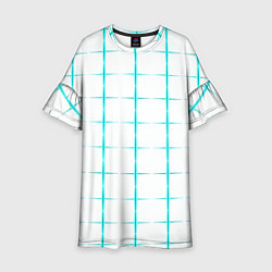 Платье клеш для девочки Color white light blue crosses, цвет: 3D-принт