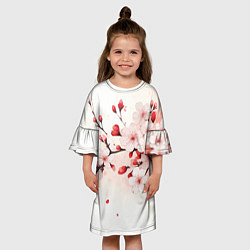 Платье клеш для девочки Японская сакура, цвет: 3D-принт — фото 2