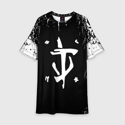 Платье клеш для девочки Doom краска белая текстура, цвет: 3D-принт