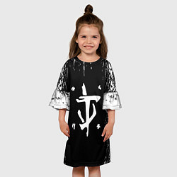 Платье клеш для девочки Doom краска белая текстура, цвет: 3D-принт — фото 2