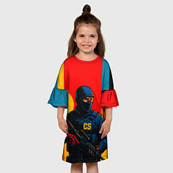 Платье клеш для девочки Контр-террорист CS 2 поп-арт, цвет: 3D-принт — фото 2