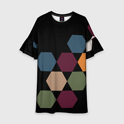 Платье клеш для девочки Honeycombs autumn colors, цвет: 3D-принт