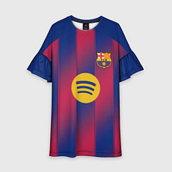 Платье клеш для девочки Ламин Ямаль, Барселона домашняя форма 2025 2026, цвет: 3D-принт