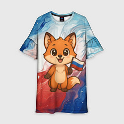 Платье клеш для девочки Лисенок с флагом России, цвет: 3D-принт