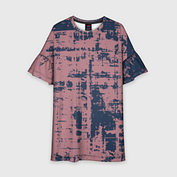 Платье клеш для девочки Текстура с потертостями сине-розовая, цвет: 3D-принт