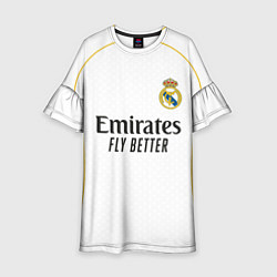 Платье клеш для девочки Беллингем Реал Мадрид домашняя форма 2025 2026, цвет: 3D-принт