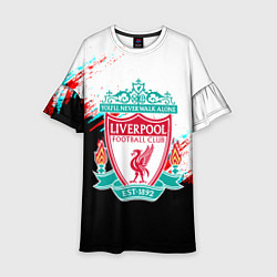 Платье клеш для девочки Ливерпуль текстура глитч краски, цвет: 3D-принт