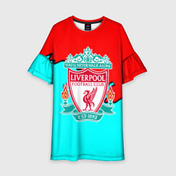 Платье клеш для девочки Liverpool краски текстура штрихи, цвет: 3D-принт