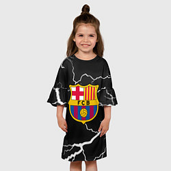 Платье клеш для девочки Barcelona черно белые молнии, цвет: 3D-принт — фото 2