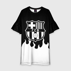 Платье клеш для девочки Барселона белый огонь, цвет: 3D-принт