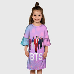 Платье клеш для девочки BTS фон нежный боке, цвет: 3D-принт — фото 2