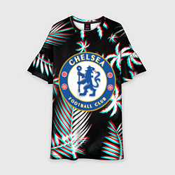 Платье клеш для девочки Chelsea тропики глитч текстура, цвет: 3D-принт