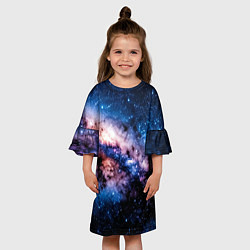 Платье клеш для девочки Фантастический космос звёзды и туманности, цвет: 3D-принт — фото 2