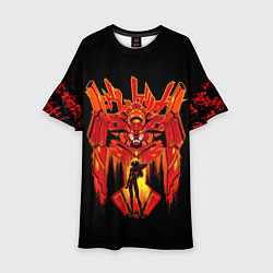 Платье клеш для девочки Евангелион Модуль-02, цвет: 3D-принт