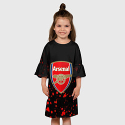 Платье клеш для девочки Арсенал красные краски всплеск, цвет: 3D-принт — фото 2