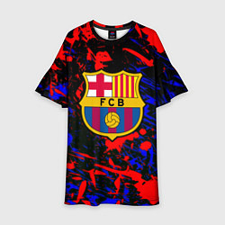 Платье клеш для девочки Барселона абстрактные краски, цвет: 3D-принт